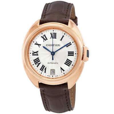 Автоматические женские часы Cartier Cle Flinque из розового золота 18 карат с циферблатом Sunray WGCL0013