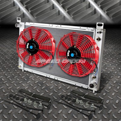 2-РЯДНЫЙ АЛЮМИНИЕВЫЙ РАДИАТОР + 1X 14 ВЕНТИЛЯТОРОВ КРАСНОГО ЦВЕТА ДЛЯ 99-07 YUKON/SIERRA/TAHOE/ESCALADE V8