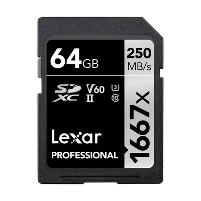 Карта памяти Lexar Professional 1667x 64 ГБ SDXC UHS-II/U3 #LSD64GCBNA1667