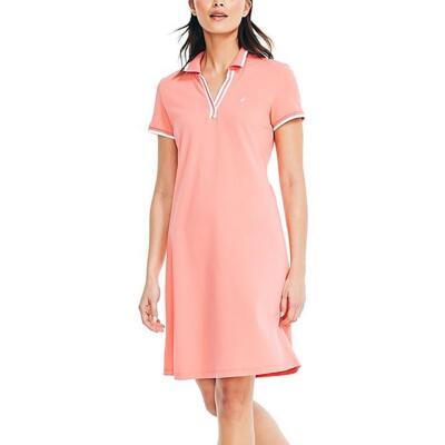 Nautica Womens Pink Mini Split Neck Polo Shirtdress S BHFO 4258