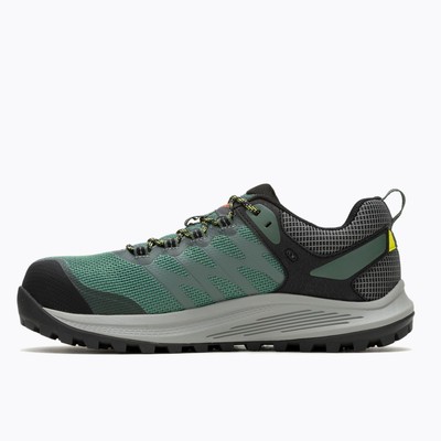 Pre-owned Merrell Work Men's Nova 3 Carbon Fiber Toe Work Shoe Forest/hiviz - J005485, Fo