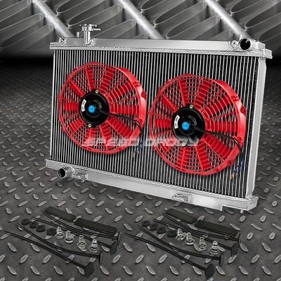 2-РЯДНЫЙ АЛЮМИНИЕВЫЙ РАДИАТОР + 2X9 ВЕНТИЛЯТОРОВ КРАСНОГО ЦВЕТА ДЛЯ 03-06 350Z Z33 G35 SKYLINE FAIRLADY