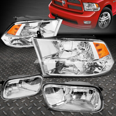 ХРОМИРОВАННАЯ ЧЕТЫРЕХЪЯДЕРНАЯ ФАРА С ЯНТАРНЫМ УГЛОМ НАКЛОНА + ДЫМЧАТАЯ ПРОТИВОТУМАННАЯ ФАРА ДЛЯ ПИКАПА 09-12 RAM PICKUP DS DJ