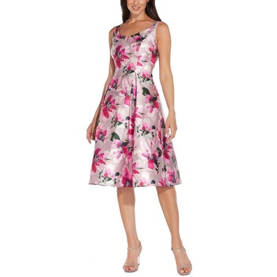 

Adrianna Papell Женское розовое расклешенное платье с цветочным принтом Plus  BHFO 9110, Taupe pink
