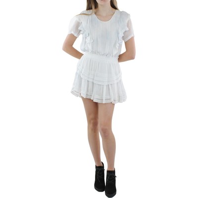 Женское вечернее мини-платье LoveShackFancy Natasha Blue с оборками и ярусами L BHFO 6342