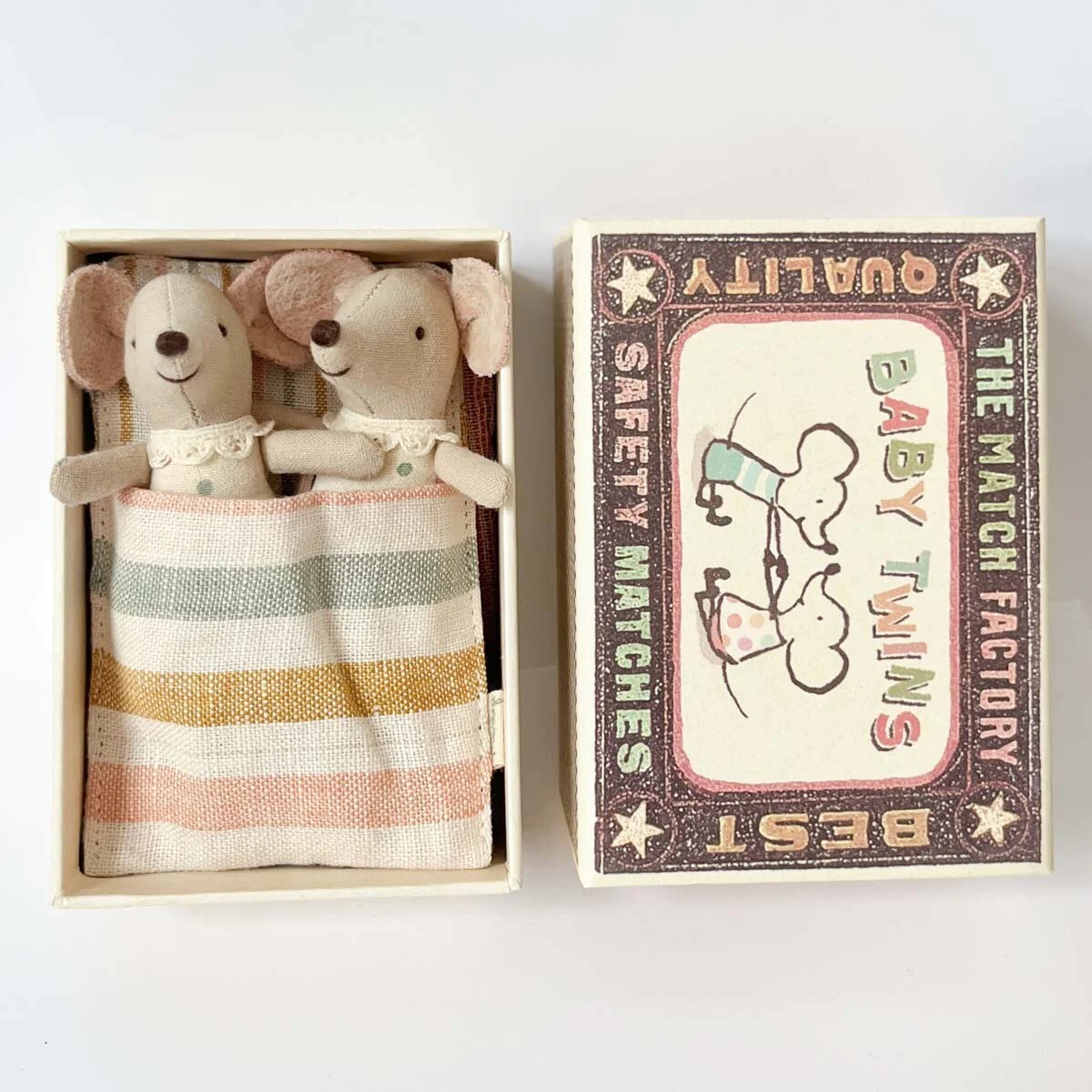 Maileg クリスマスツインズ Royal Twin Mice in a Matchbox