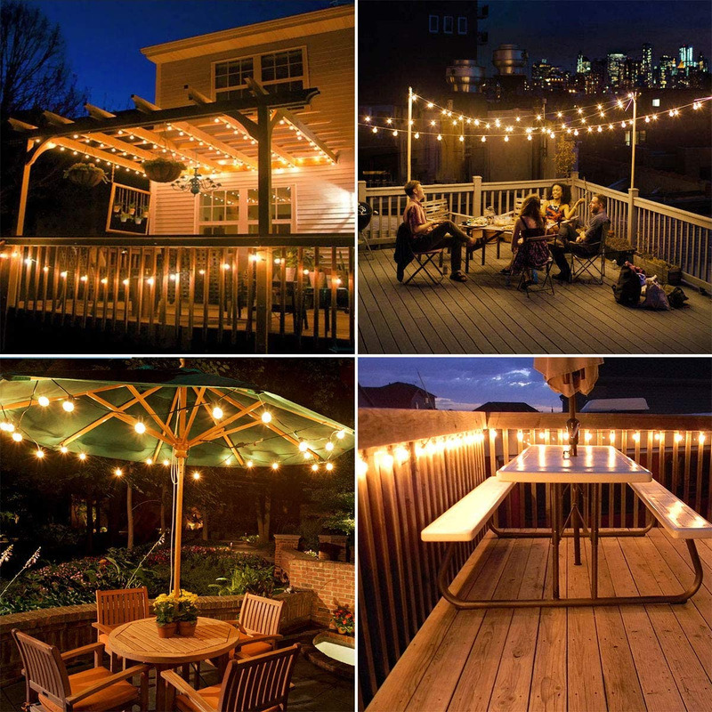 Outdoor String Lights Patio Bistro Lights, 25Ft 26 LED G40 Bulbs, USB Rechargeab