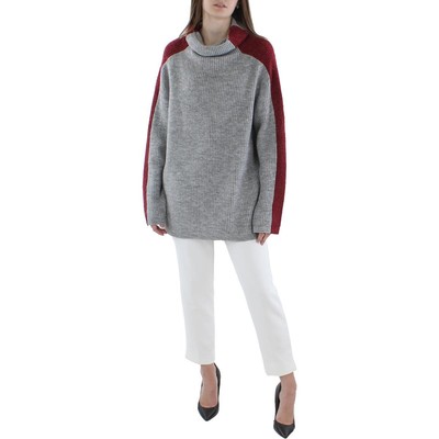 

Женский серый вязаный свитер оверсайз с длинными рукавами NYDJ  BHFO 6291, Heather grey/boysenberry