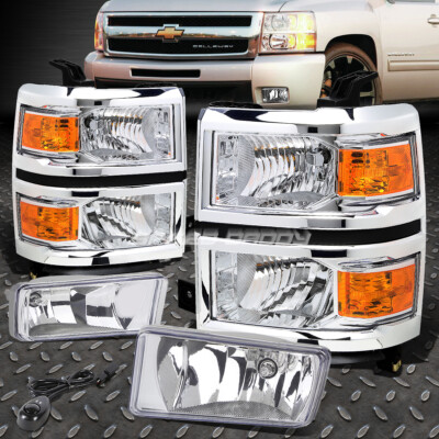 ХРОМИРОВАННЫЙ КОРПУС ФАРЫ, ЯНТАРНЫЙ УГЛОВОЙ СИГНАЛ + ПРОЗРАЧНАЯ ПРОТИВОТУМАННАЯ ФАРА ДЛЯ 14-15 SILVERADO