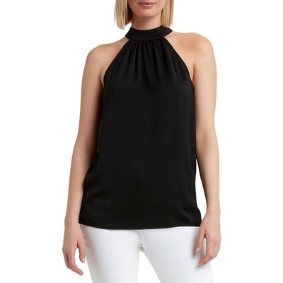 

H Halston Женская однотонная блузка с вырезом на шее BHFO 1702, Черный