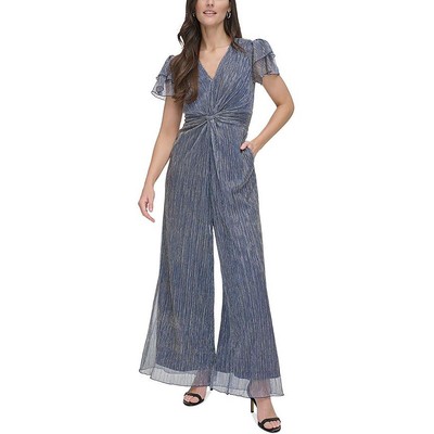 Vince Camuto Womens Red Shimmer Textured Wide Leg Jumpsuit Evening 14 BHFO 4318