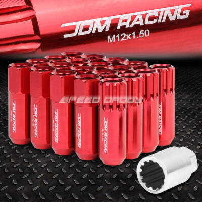 КРАСНЫЙ АЛЮМИНИЕВЫЙ ШЛИЦ С ОТКРЫТЫМ КОНЦОМ, 16 ВЫСТУПОВ + 4 СТОПОРНЫЕ ГАЙКИ + КЛЮЧ M12X1,5 60 ММ 20 ММ В ДИАМЕТРЕ