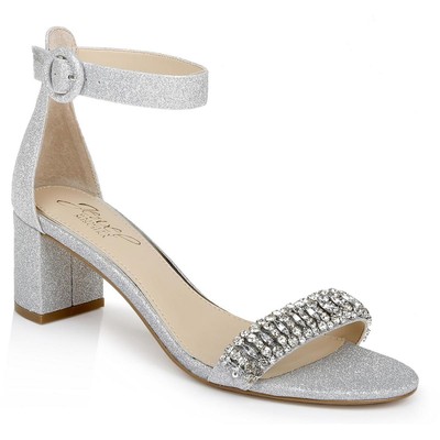 Ремешок на щиколотке Jewel Badgley Mischka Womens James Silver 10 Medium (B,M) BHFO 2903