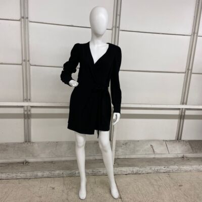 THE KOOPLES THE KOOPLES V-NECK LONG SLEEVE MINI DRESS WOMEN'S SIZE XS BLACK