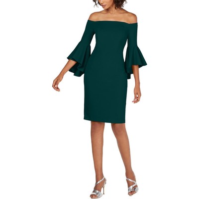 Женское зеленое мини-платье-футляр Calvin Klein с открытыми плечами 4 BHFO 5427