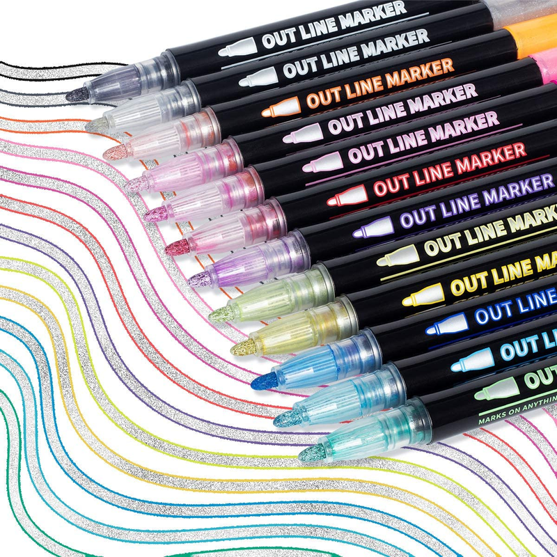 Shimmer Markers Set, Double Line Pens For Card M