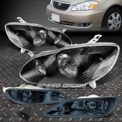 ЧЕРНАЯ ФАРА В КОРПУСЕ + ПРОЗРАЧНЫЙ БОКОВОЙ ФОНАРЬ + ДЫМЧАТАЯ ПРОТИВОТУМАННАЯ ФАРА ДЛЯ 03-08 COROLLA E120