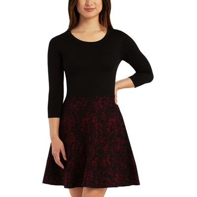 BCX Womens Black Lace Pattern Mini Casual Sweaterdress Juniors XL BHFO 9035