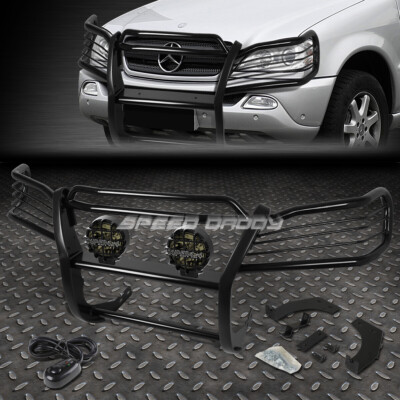 ЧЕРНАЯ ЗАЩИТНАЯ РЕШЕТКА РАДИАТОРА + КРУГЛАЯ ДЫМЧАТАЯ ПРОТИВОТУМАННАЯ ФАРА ДЛЯ MERCEDES W163 M-CLASS 98-05