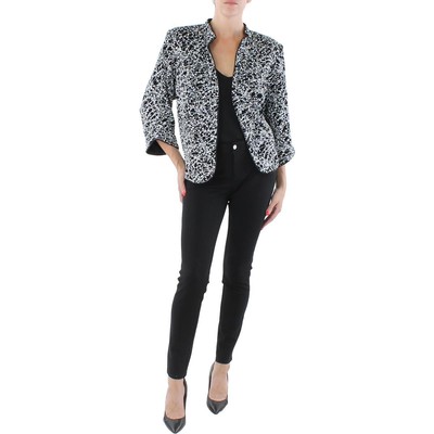 Alex Evenings Womens B/W Knit Glitter Collarless Blazer Jacket Plus 3X BHFO 2455