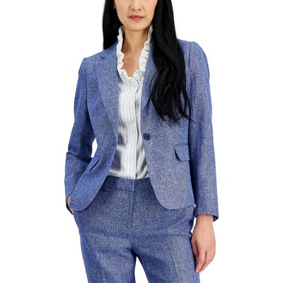 Женский деловой пиджак-блейзер Anne Klein в синюю полоску на одной пуговице 12 BHFO 9501