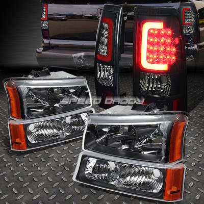 ЧЕРНАЯ ФАРА + ЯНТАРНЫЙ СИГНАЛ + КОПЧЕНЫЙ 3D ОПТИЧЕСКИЙ СВЕТОДИОДНЫЙ ЗАДНИЙ ФОНАРЬ ДЛЯ 03-07 SILVERADO