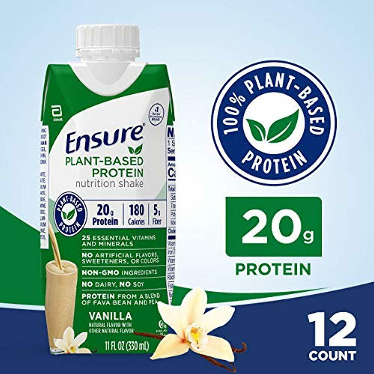 12 Count, Vanilla, Ensure 100 PlantBased Vegan Protein