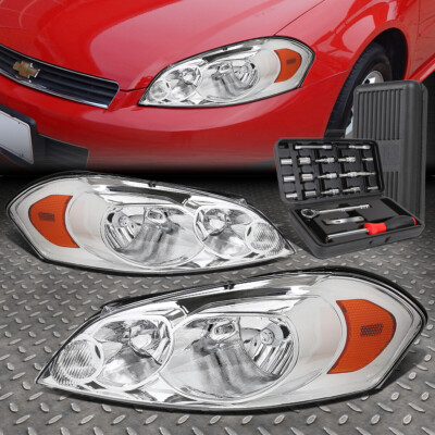 ДЛЯ 06-16 CHEVY IMPALA LIMITED ХРОМИРОВАННЫЙ КОРПУС, ЯНТАРНЫЕ УГЛОВЫЕ ФАРЫ + НАБОР ИНСТРУМЕНТОВ