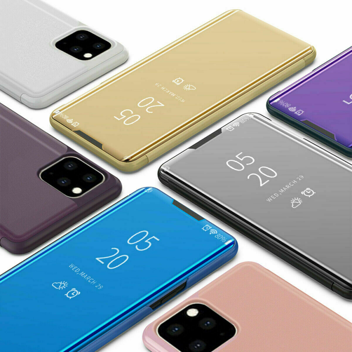 Aclay Coque Samsung S8 Flip Clear View Translucide Miroir Cover + Protection Écran [2 Pièces