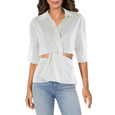 Женская белая саржевая блузка-рубашка Gracia с вырезом на молнии сзади, L BHFO 4238