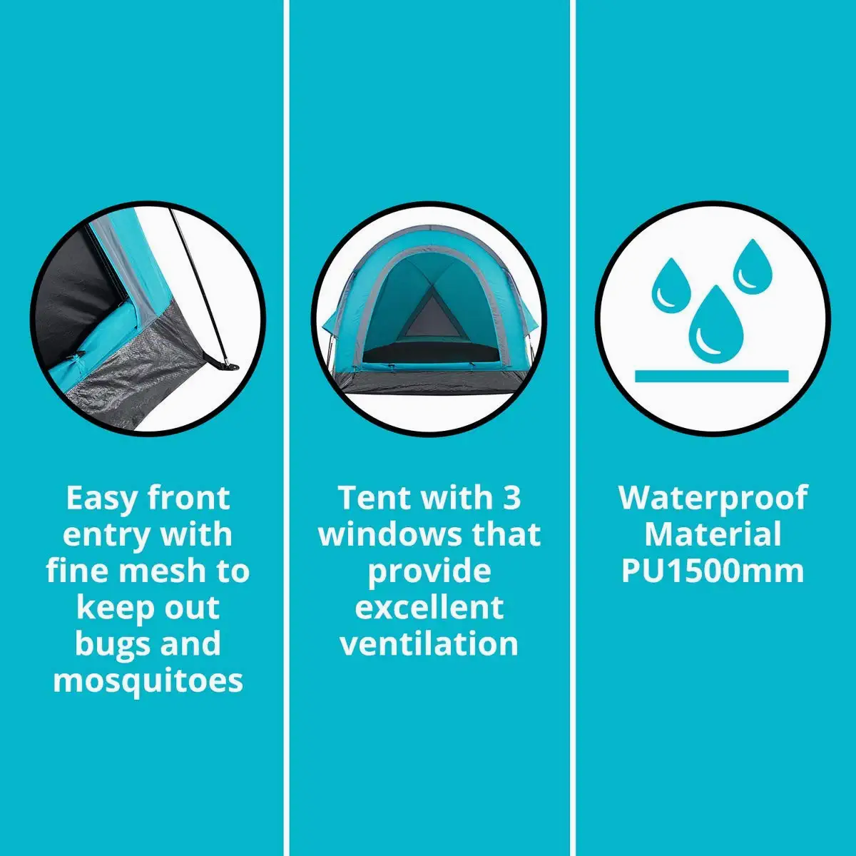 2-3 Person Pop Up Tents Waterproof Windproof Instant Tent for Camping Hiking