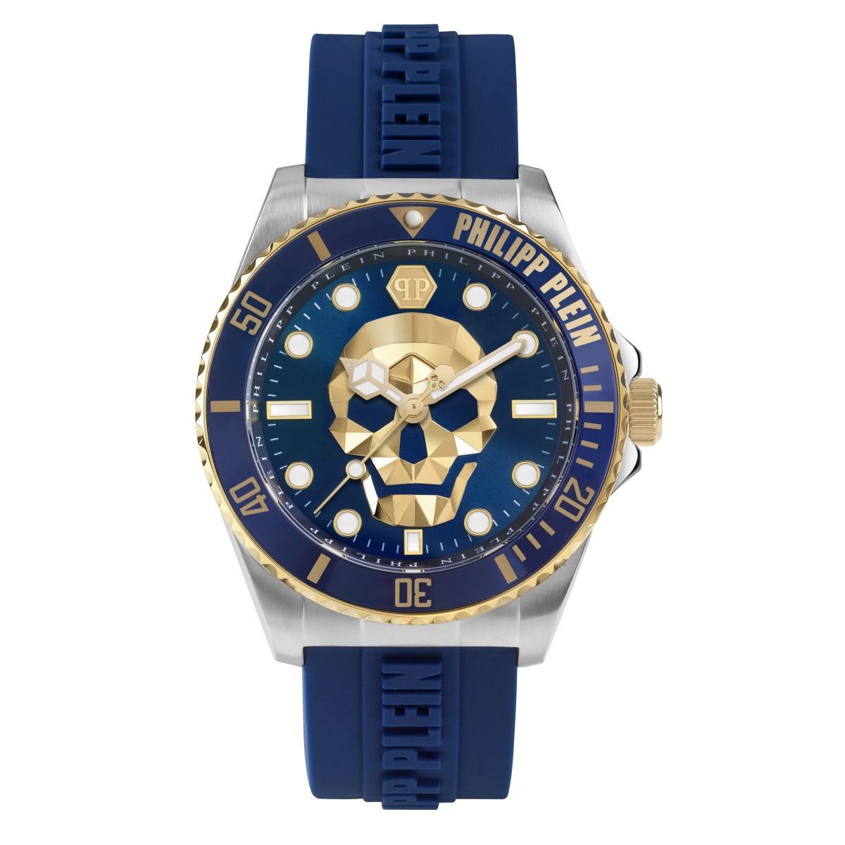 Pre-owned Philipp Plein Men's Watch Analog Quartz The $ Kull Diver Pwoaa0222 Silicone