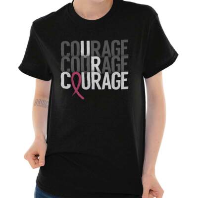 Fight Breast Cancer Courage Hope Chemo Gift Womens Graphic Crewneck T Shirt Tee