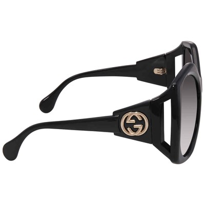 Pre-owned Gucci Grey Geometric Ladies Sunglasses Gg0875s 001 62 Gg0875s 001 62 In Gray