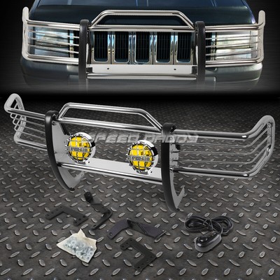 ХРОМИРОВАННАЯ РЕШЕТКА РАДИАТОРА + КРУГЛАЯ ПРОТИВОТУМАННАЯ ФАРА ЯНТАРНОГО ЦВЕТА ДЛЯ JEEP GRAND CHEROKEE ZJ 93-98