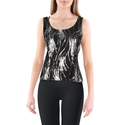 

Женская черная майка Alex Evenings с блестками и овальным вырезом Shell  BHFO 9978, Black/silver