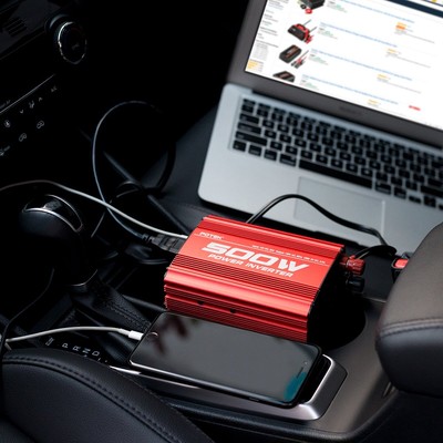 Potek 500W Car Power Inverter Dc 12V To Ac 110V With 2Ac Outlets And 2A Usb Port
