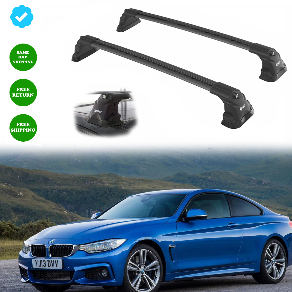 To Fits BMW 4 Series F32 coupe 2014 2019 Roof Rack Cross Bar Black Fix Points eBay