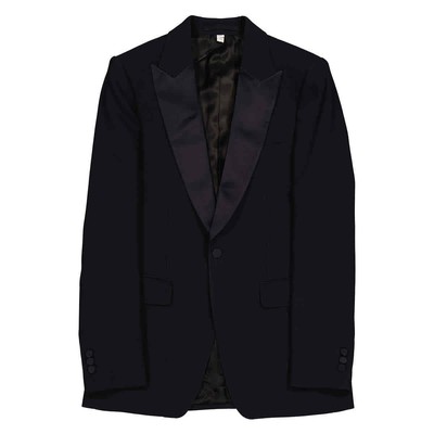 Pre-owned Burberry Wool Silk Blend English Fit Tailored Blazer Jacket In Blue