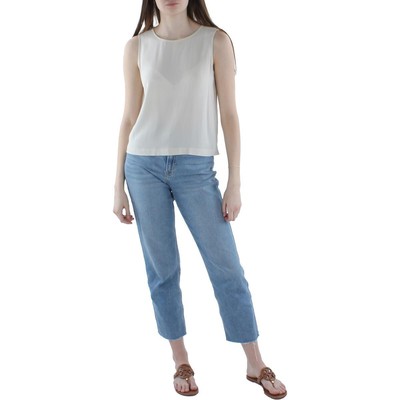 

Женская бежевая шелковая майка с вырезом «лодочка» Eileen Fisher  BHFO 4447, Кость