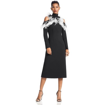 

Женское платье-футляр миди из черного страусиного крепа Christopher Kane  BHFO 6019, Черный