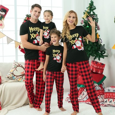 Family Matching Christmas Pyjamas Adults Kids Xmas Santa Claus Nightwear PJs Set