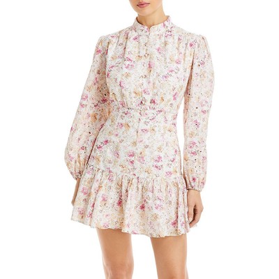 

Женское белое мини-платье с цветочным принтом и пуговицами Bardot  BHFO 9303, Vintage floral