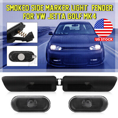 Side Marker Light Lamp + Fender Smoke Black For VW Jetta Golf MK4 1999~2005 New