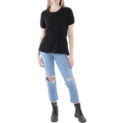 

Vince Camuto Женская рубашка с короткими рукавами крючком Топ с баской BHFO 0046, Черный