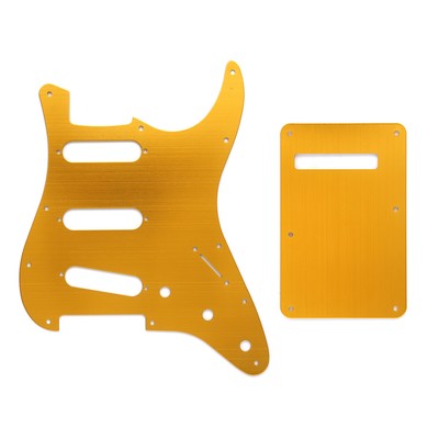 Aluminum Alloy SSS Electric Guitar Pickguard,Single Hole Back Plate Orange Gold