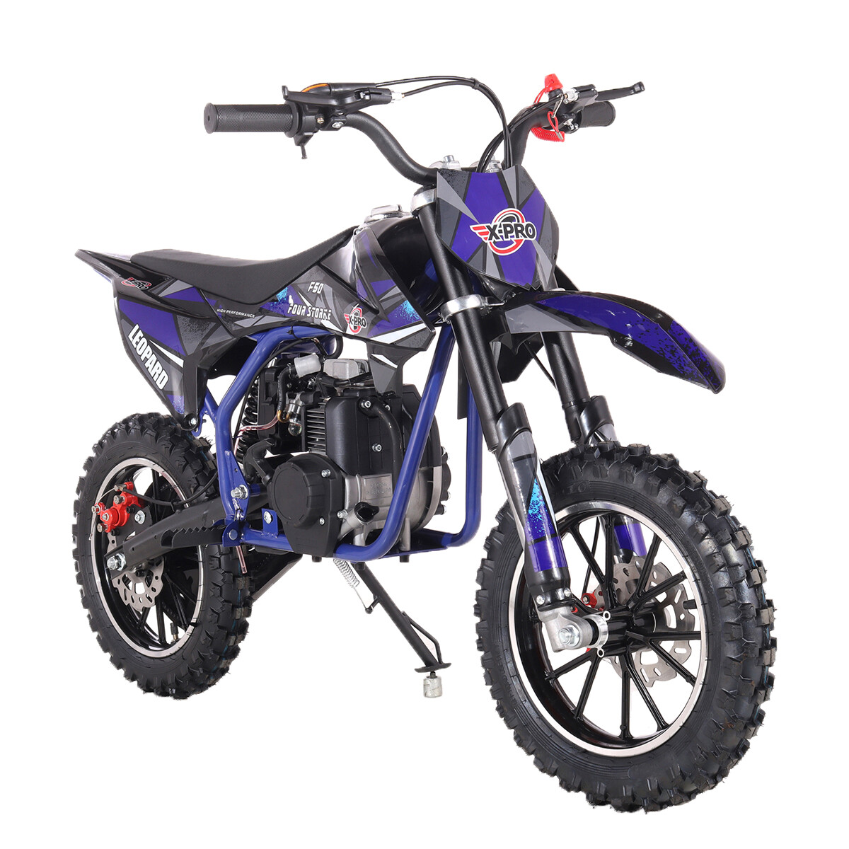 X-PRO Leopard Mini Dirt Bike Gas Powered 4 Stroke Pit Bike Pull Start 10" Wheels