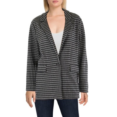 Sanctuary Womens Black Plaid Wear To Work Office One-Button Blazer XL BHFO 6110
