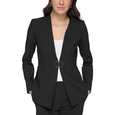 Женский черный костюм DKNY, блейзер с раздельным воротником, жакет Petites 8P BHFO 4358