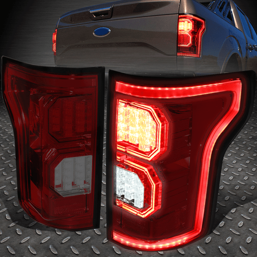 [3D КРИСТАЛЛИЧЕСКИЙ СВЕТОДИОД]ДЛЯ 15-17 FORD F150 ТЕМНО-КРАСНАЯ ЛИНЗА ЗАДНЕГО ФОНАРЯ ТОРМОЗНОЙ СТОЯНОЧНЫЙ ФОНАРЬ